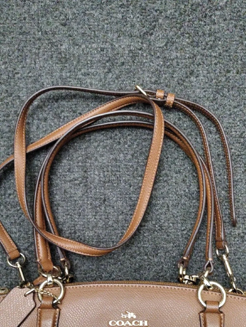 Coach Christie Carryall Cognac Leather Satchel/Crossbody Bag #36637_3